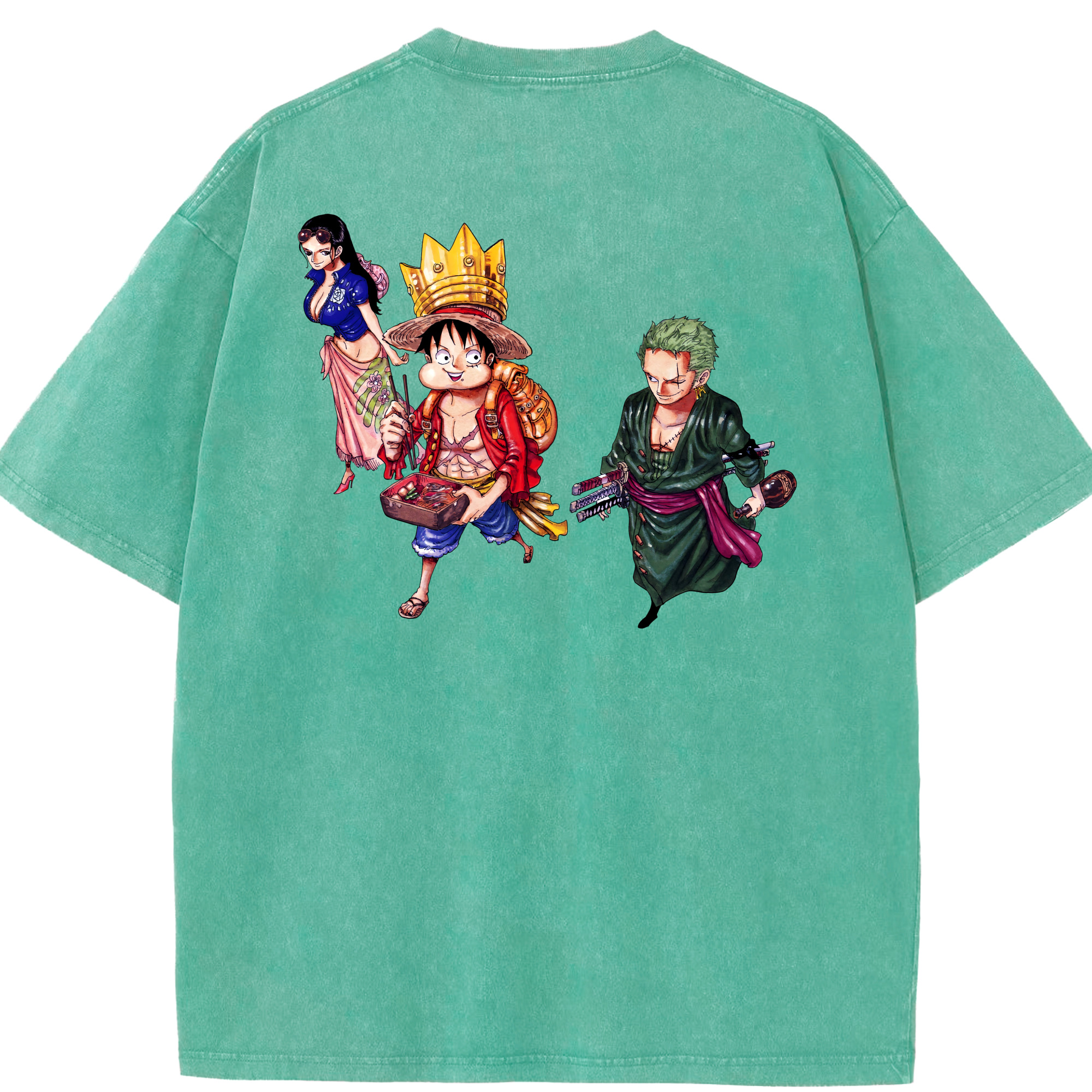 ワンピース モンキー・D・ルフィ ONE PIECE Monkey D. Luffy 綿100% ヴィンテージ風 半袖Tシャツ（背面プリント）